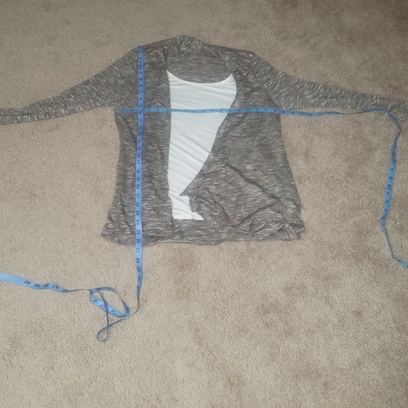 NWOT Naif L layered cardigan lightweight marled grey soft flowy boho - Picture 8 of 9